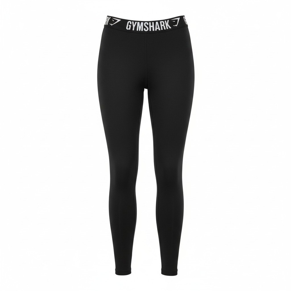 Gymshark Black Logo Waistband Leggings Medium Stretch Active Workout Yoga Pants